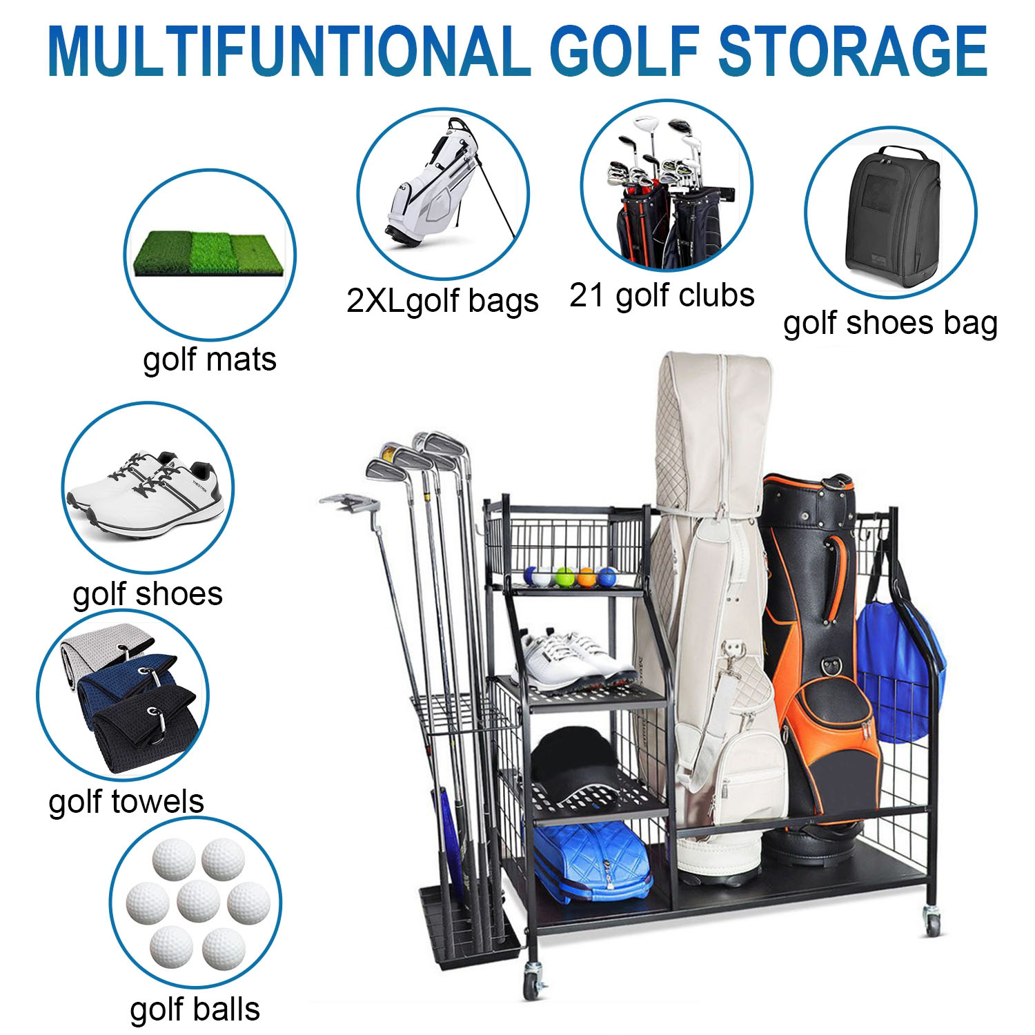 رف منظم حقيبة الجولف لتخزين حق - مراجعة Sports Equipment Garage Storage وسعره