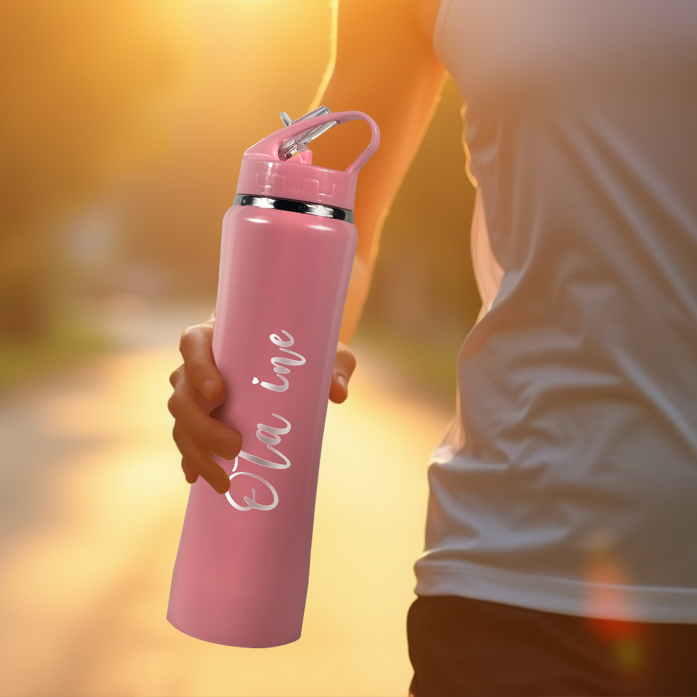 زجاجة ماء شخصية مع قش للشرب، ز - مراجعة Name Sports Equipment وسعره